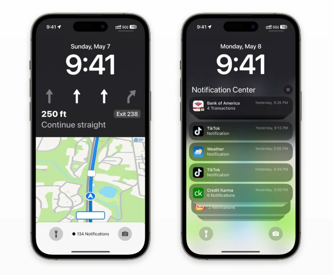 宜宾苹果维修服务分享iOS17锁屏地图导航半屏显示长什么样 